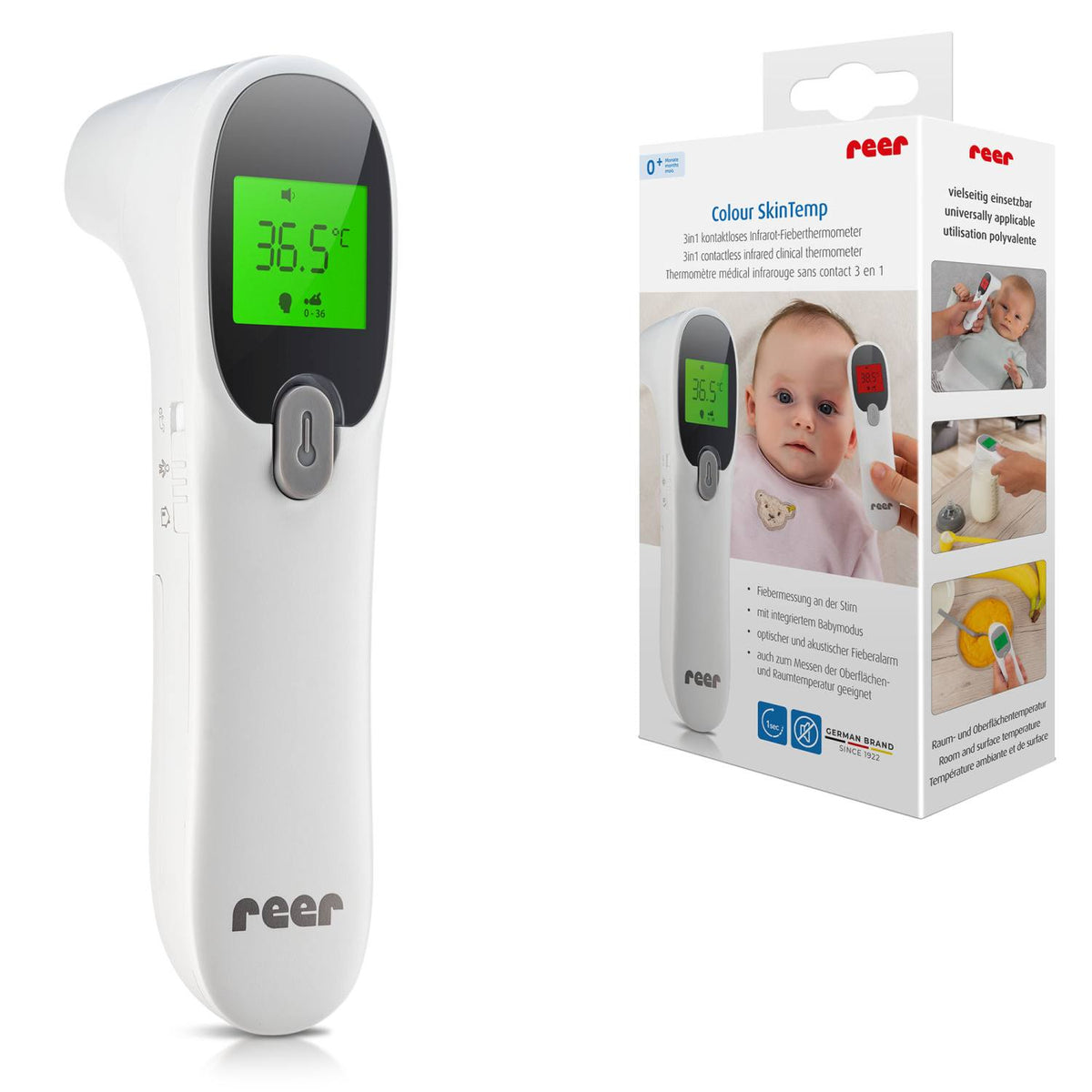reer Colour SkinTemp 3in1 kontaktloses Infrarot-Fieberthermometer