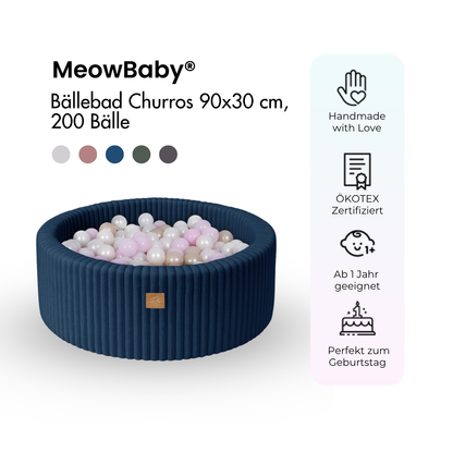 MeowBaby.de MeowBaby Bällebad Churros 90x30 cm, 200 Bälle