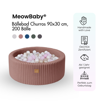 MeowBaby.de MeowBaby Bällebad Churros 90x30 cm, 200 Bälle
