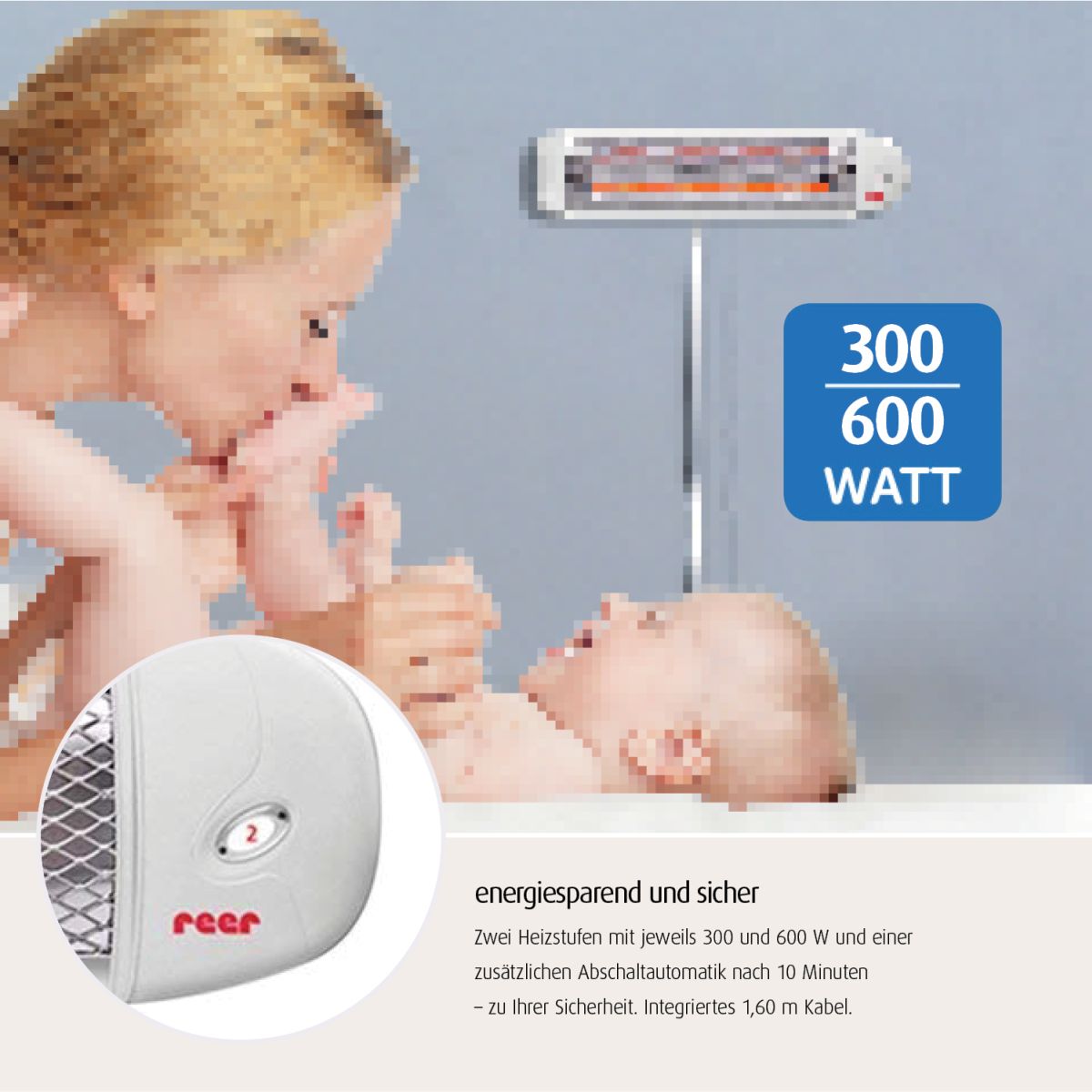 reer Wickeltisch-Heizstrahler mit Abschaltautomatik