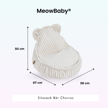 MeowBaby.de MeowBaby Kindersessel Bären-Sitzsack Churros - Plüschcord Edition