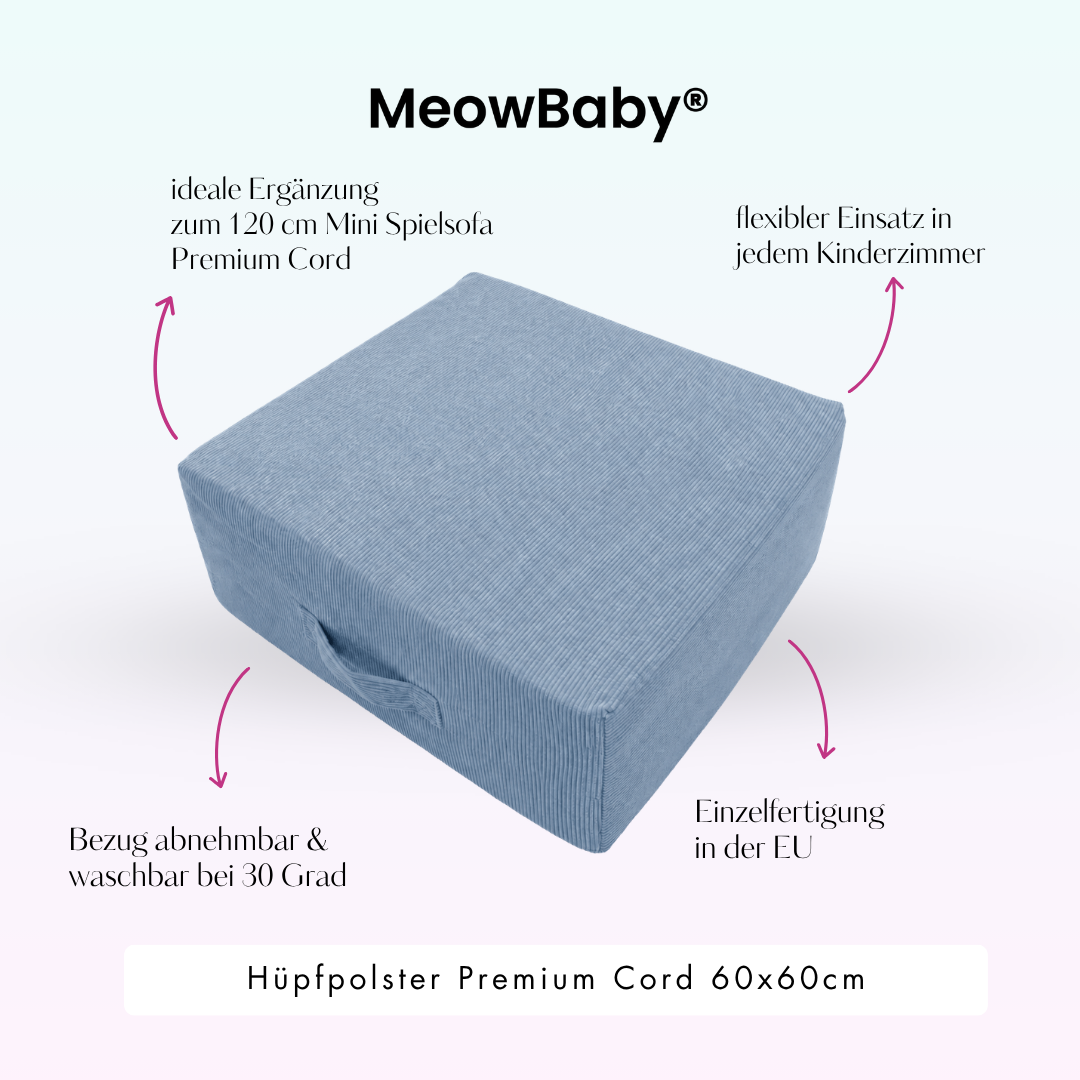 MeowBaby.de MeowBaby Hüpfpolster Cord Premium 60x60 cm