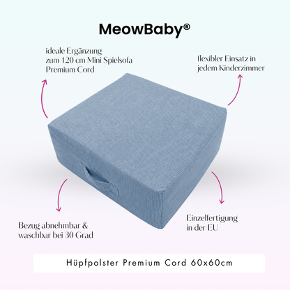 MeowBaby.de MeowBaby Hüpfpolster Cord Premium 60x60 cm