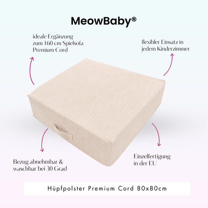 MeowBaby.de MeowBaby Hüpfpolster Cord Premium 80x80 cm
