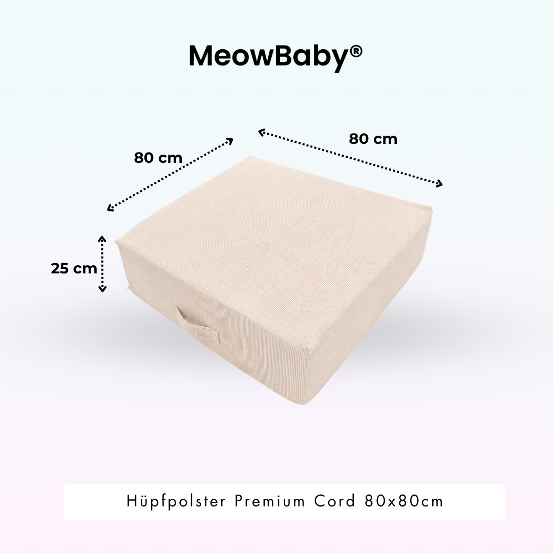MeowBaby.de MeowBaby Hüpfpolster Cord Premium 80x80 cm