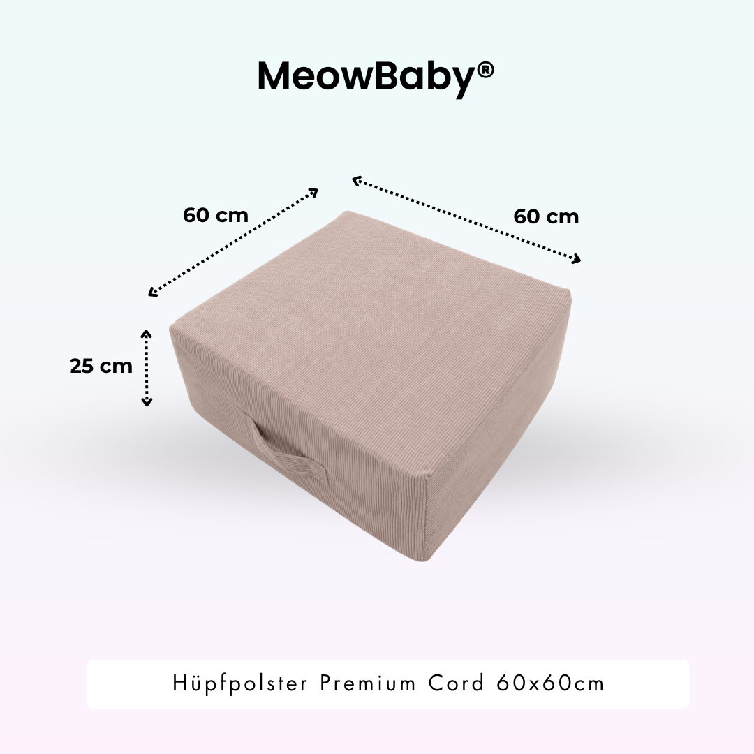 MeowBaby.de MeowBaby Hüpfpolster Cord Premium 60x60 cm