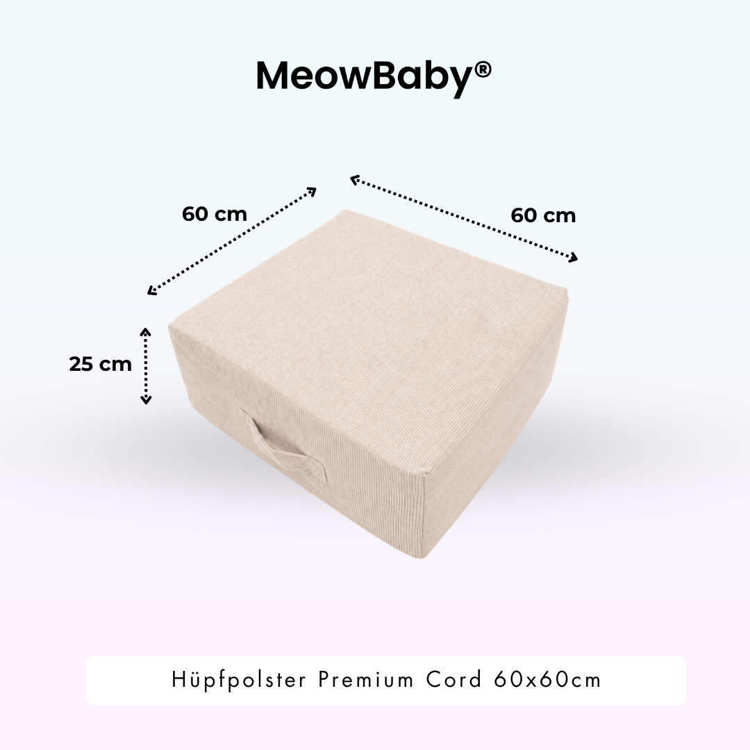 MeowBaby.de MeowBaby Hüpfpolster Cord Premium 60x60 cm