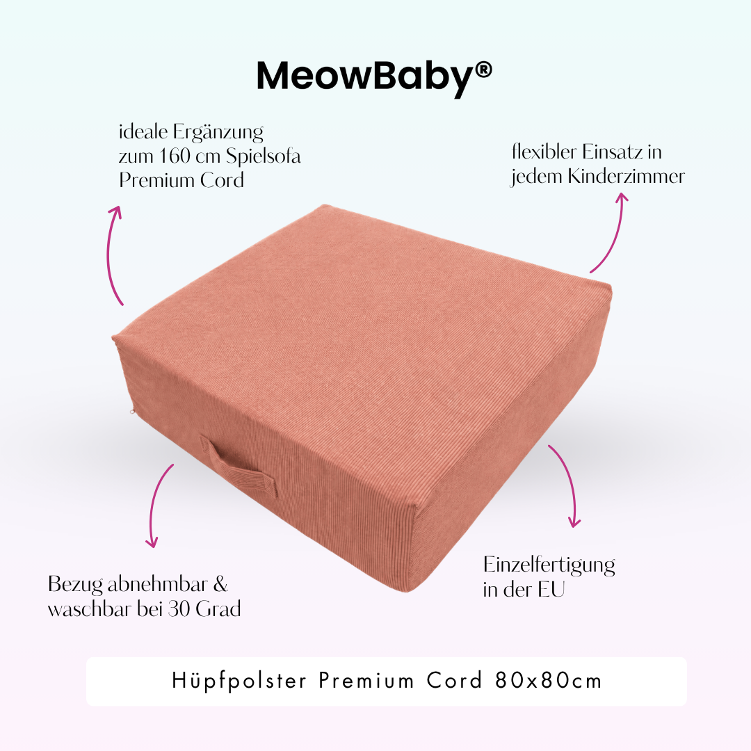 MeowBaby.de MeowBaby Hüpfpolster Cord Premium 80x80 cm