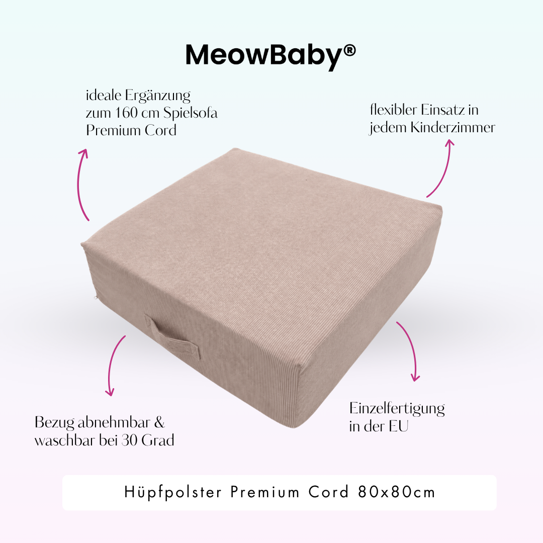 MeowBaby.de MeowBaby Hüpfpolster Cord Premium 80x80 cm