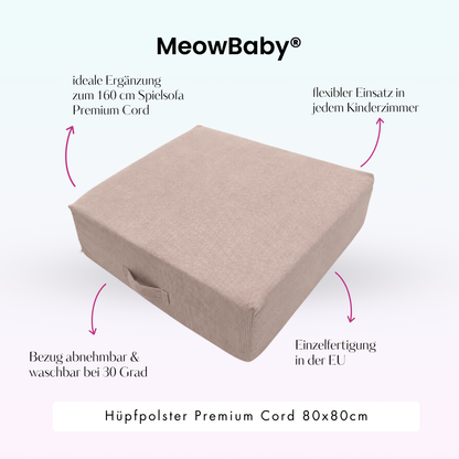 MeowBaby.de MeowBaby Hüpfpolster Cord Premium 80x80 cm