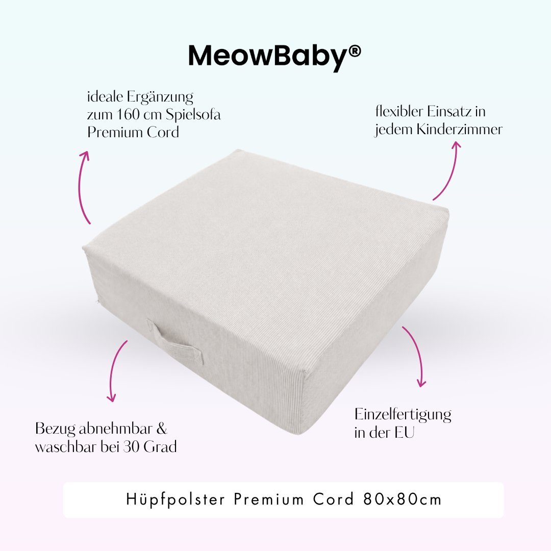 MeowBaby.de MeowBaby Hüpfpolster Cord Premium 80x80 cm