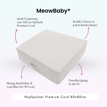 MeowBaby.de MeowBaby Hüpfpolster Cord Premium 80x80 cm