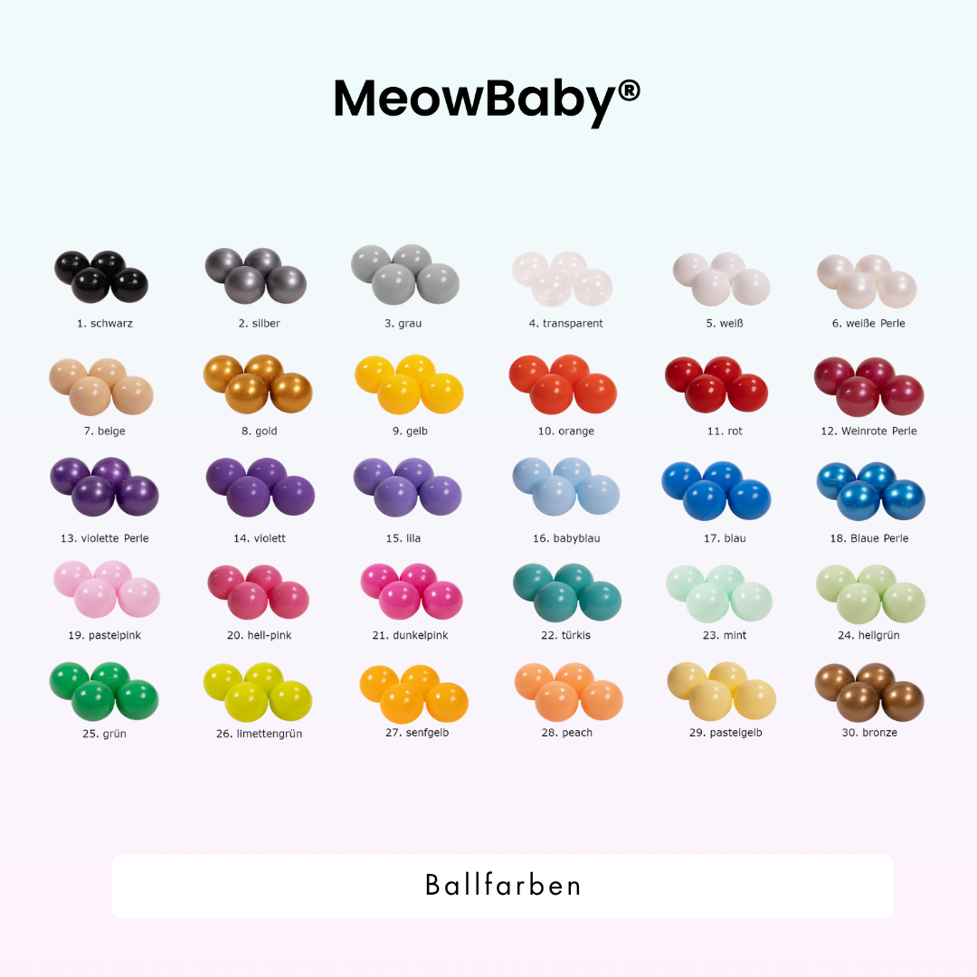 MeowBaby.de MeowBaby Bällebad Cord 90x30 cm, 200 Bälle - eigene Farbauswahl