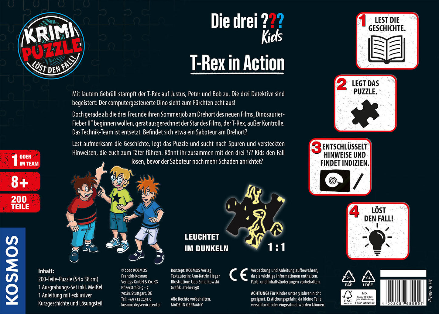 KRIMI-PUZZLE: DIE DREI ??? KIDS - T-REX IN ACTION