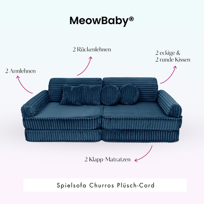 MeowBaby.de MeowBaby Spielsofa Churros Plüschcord Edition 10 Elemente