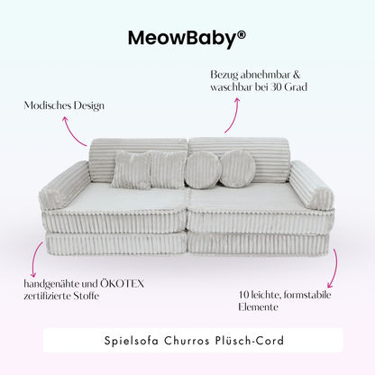 MeowBaby.de MeowBaby Spielsofa Churros Plüschcord Edition 10 Elemente