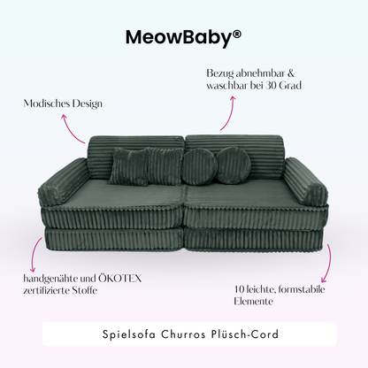 MeowBaby.de MeowBaby Spielsofa Churros Plüschcord Edition 10 Elemente