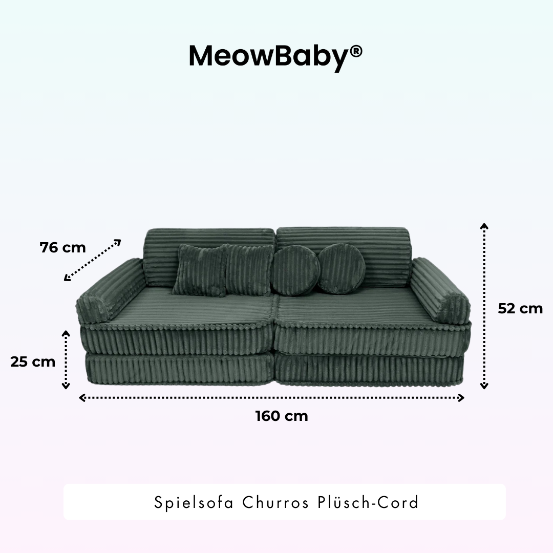 MeowBaby.de MeowBaby Spielsofa Churros Plüschcord Edition 10 Elemente