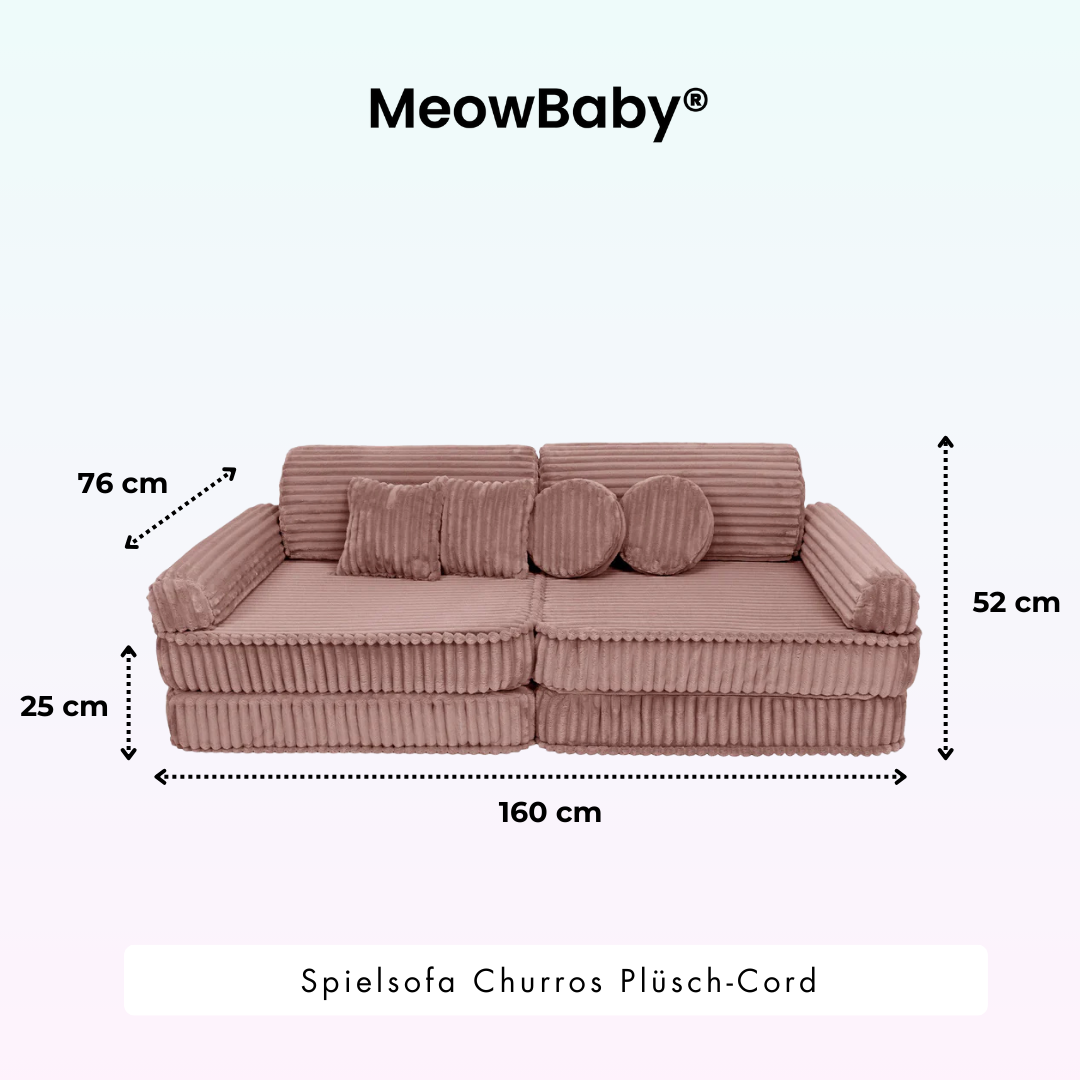 MeowBaby.de MeowBaby Spielsofa Churros Plüschcord Edition 10 Elemente