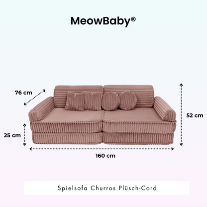 MeowBaby.de MeowBaby Spielsofa Churros Plüschcord Edition 10 Elemente