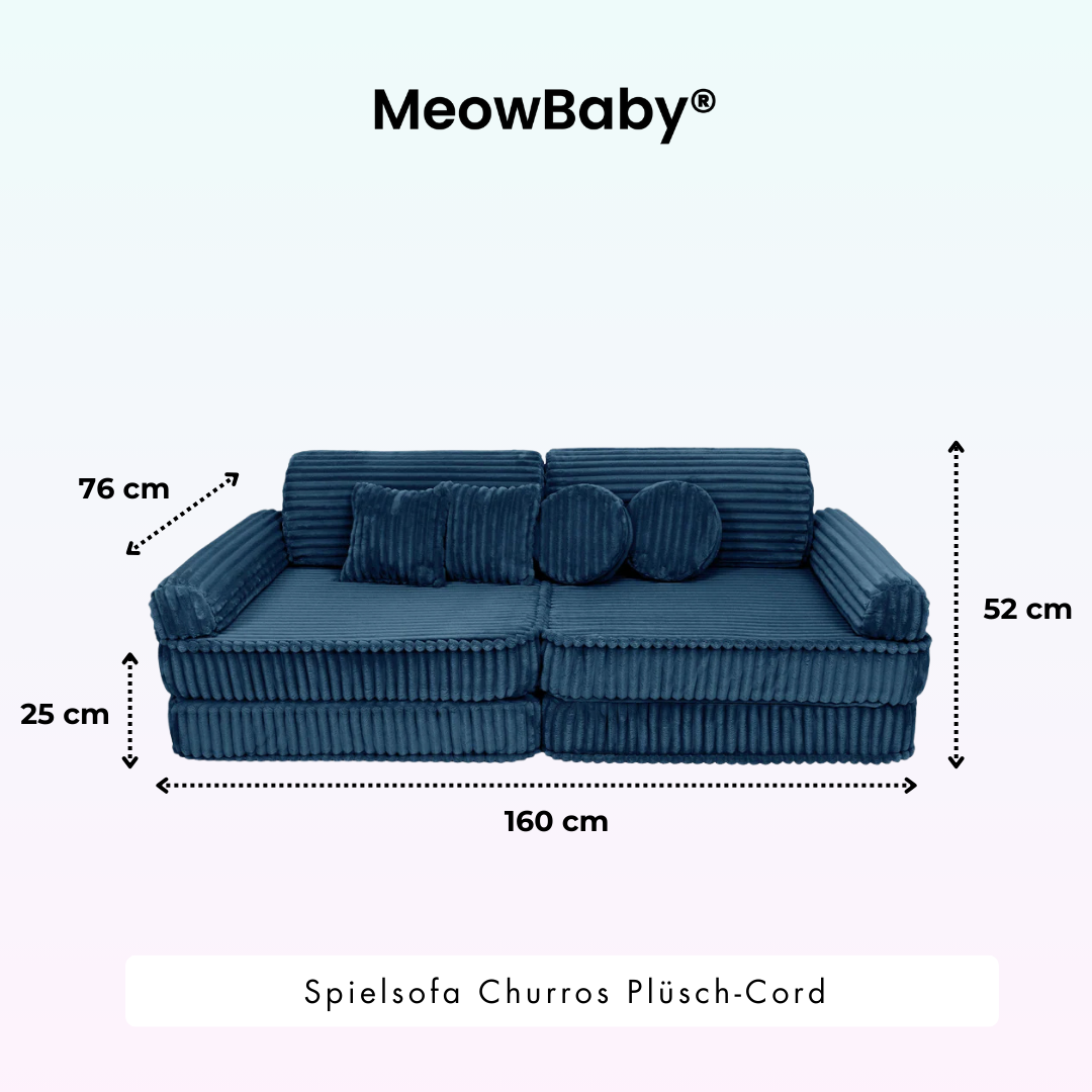 MeowBaby.de MeowBaby Spielsofa Churros Plüschcord Edition 10 Elemente
