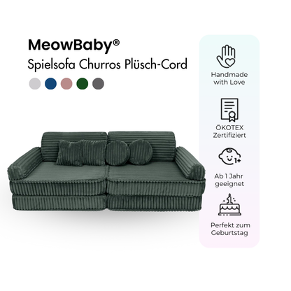 MeowBaby.de MeowBaby Spielsofa Churros Plüschcord Edition 10 Elemente