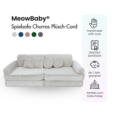 MeowBaby.de MeowBaby Spielsofa Churros Plüschcord Edition 10 Elemente