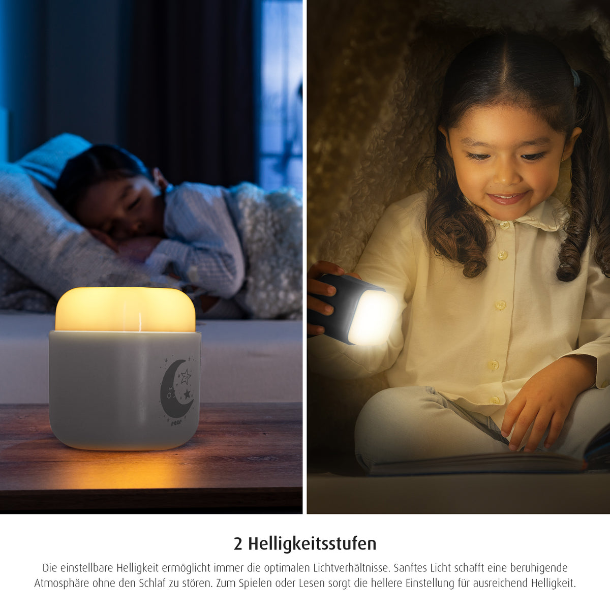2in1 SleepLight: Steckdosenlicht & Schlummerlicht, Hellgrau mit Dämmerungssensor