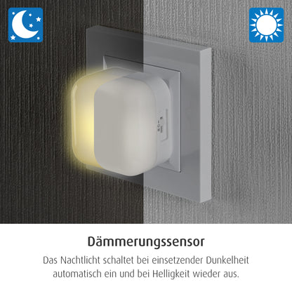 2in1 SleepLight: Steckdosenlicht & Schlummerlicht, Hellgrau mit Dämmerungssensor