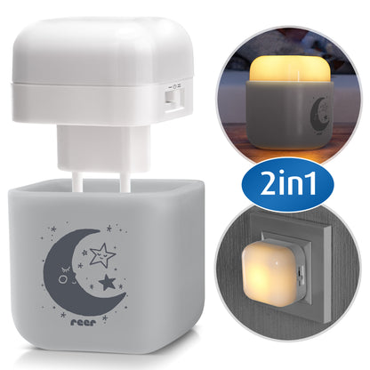 2in1 SleepLight: Steckdosenlicht & Schlummerlicht, Hellgrau mit Dämmerungssensor