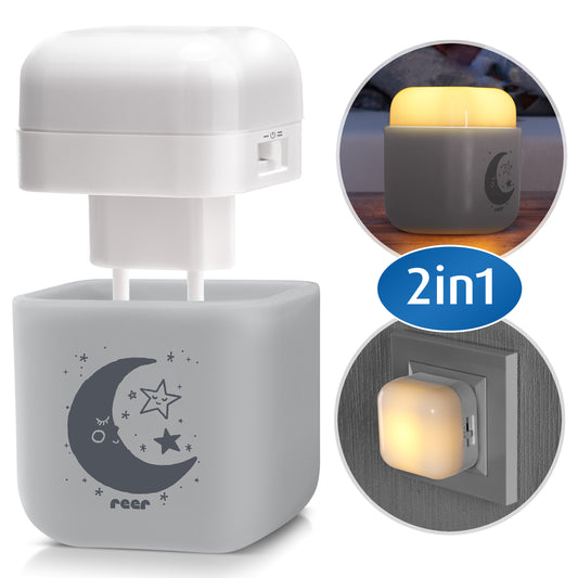 2in1 SleepLight: Steckdosenlicht & Schlummerlicht, Hellgrau mit Dämmerungssensor