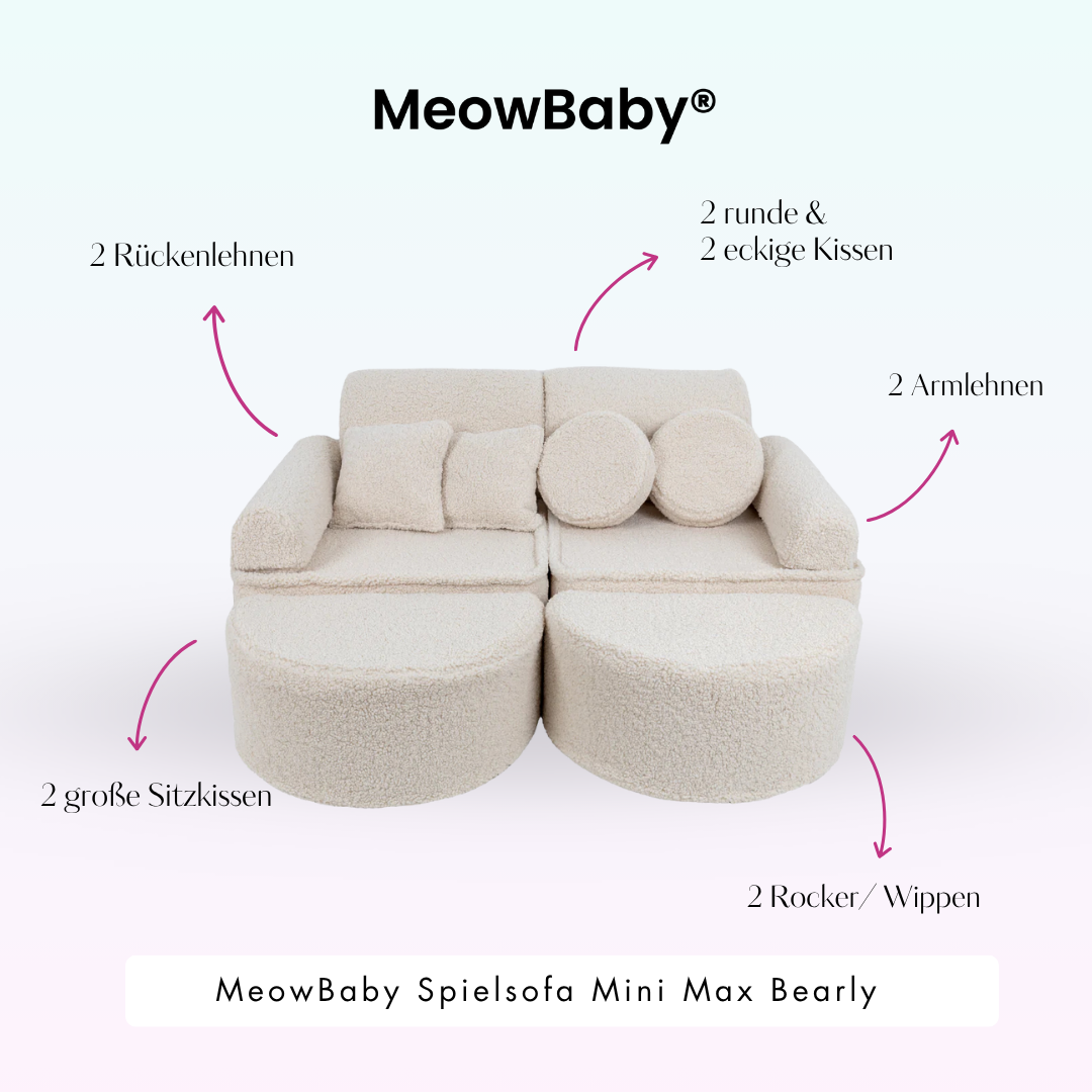 MeowBaby.de MeowBaby Spielsofa Mini Max Bearly Soft Teddy Edition