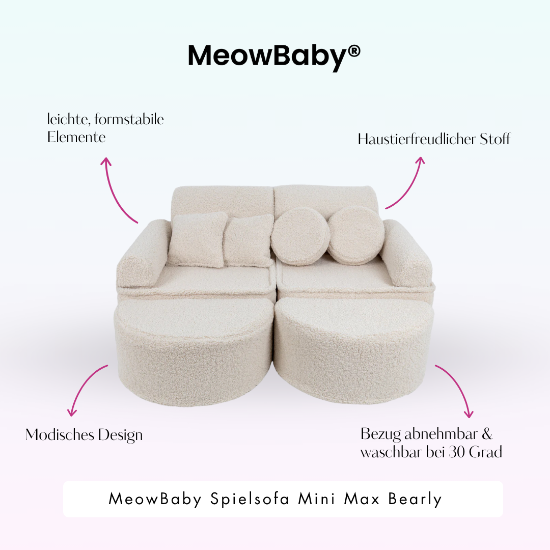 MeowBaby.de MeowBaby Spielsofa Mini Max Bearly Soft Teddy Edition