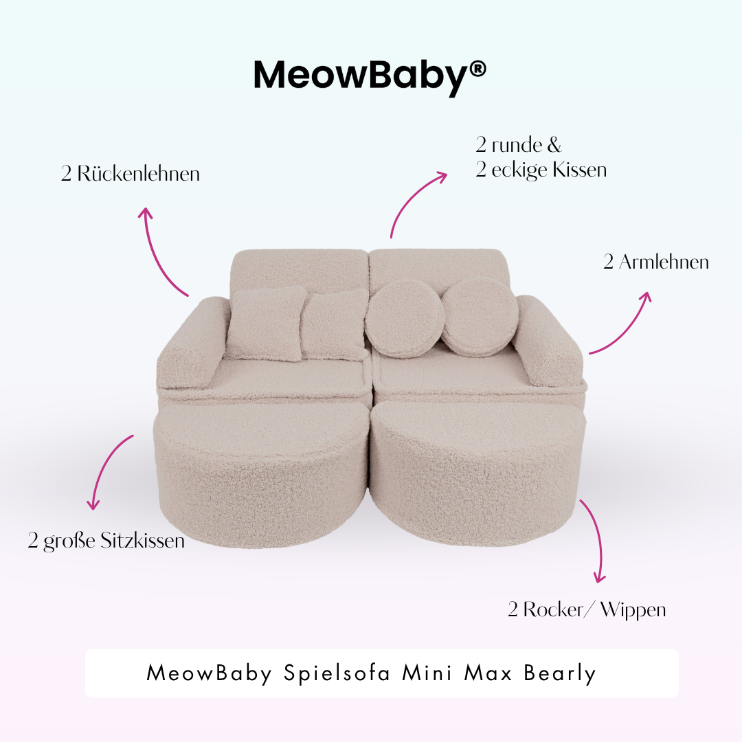 MeowBaby.de MeowBaby Spielsofa Mini Max Bearly Soft Teddy Edition