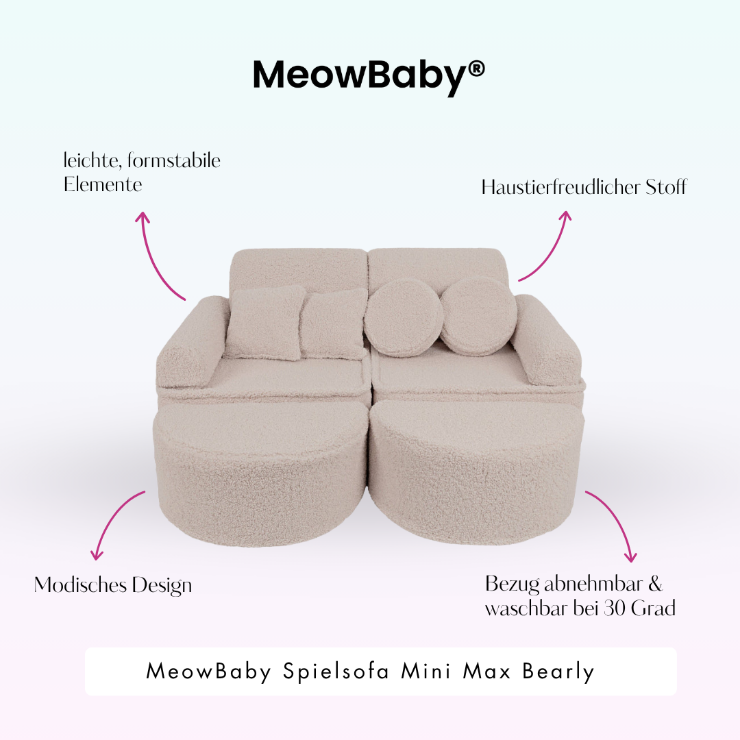 MeowBaby.de MeowBaby Spielsofa Mini Max Bearly Soft Teddy Edition