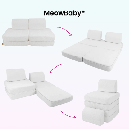 MeowBaby.de MeowBaby Spielsofa Mini Basic Premium Bouclé creme/weiß