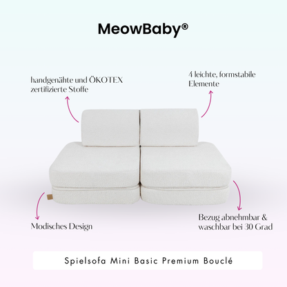 MeowBaby.de MeowBaby Spielsofa Mini Basic Premium Bouclé creme/weiß