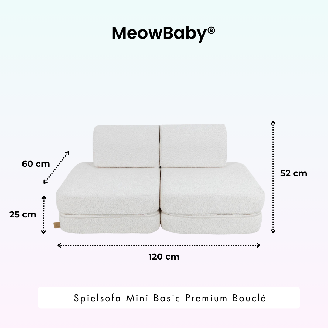 MeowBaby.de MeowBaby Spielsofa Mini Basic Premium Bouclé creme/weiß