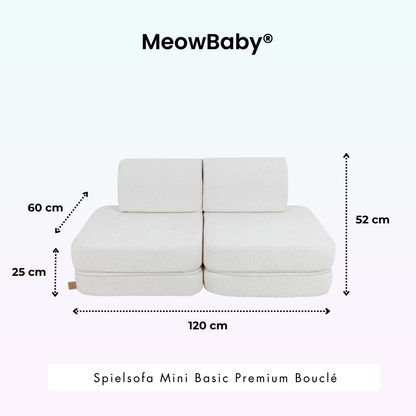 MeowBaby.de MeowBaby Spielsofa Mini Basic Premium Bouclé creme/weiß