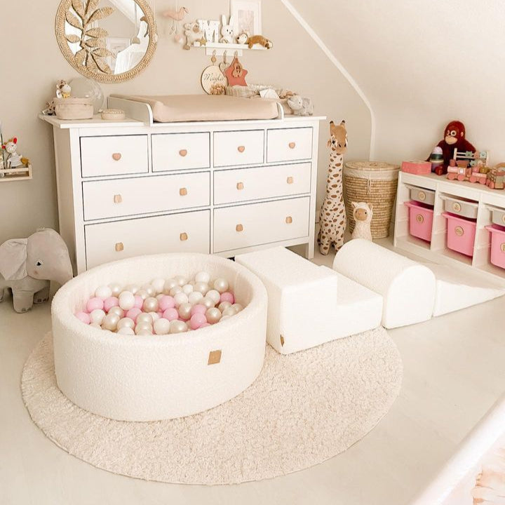 MeowBaby.de MeowBaby Schaumspielset Bouclé creme/weiß mit Bällebad, 200 Bälle