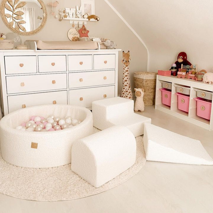 MeowBaby.de MeowBaby Schaumspielset Bouclé creme/weiß mit Bällebad, 200 Bälle