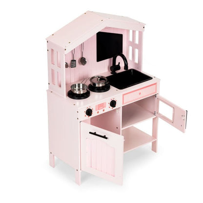 MeowBaby.de MeowBaby Montessori Holzspielküche mit Zubehör rosa