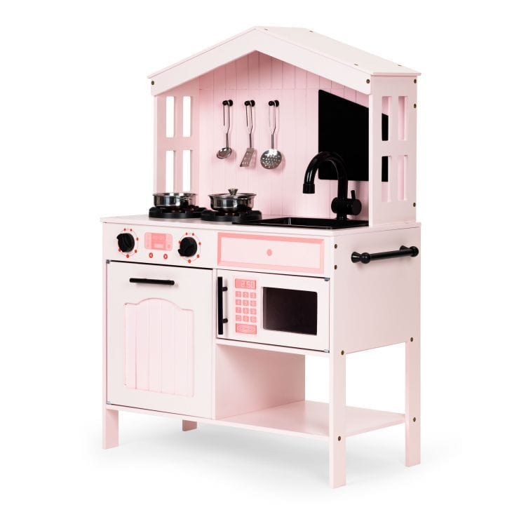 MeowBaby.de MeowBaby Montessori Holzspielküche mit Zubehör rosa