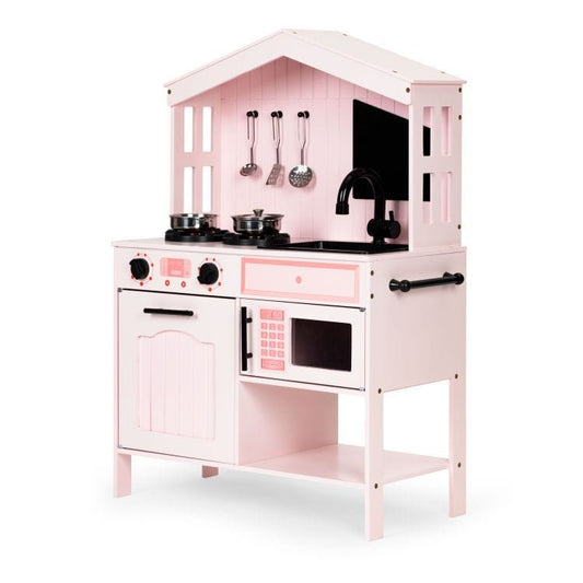 MeowBaby.de MeowBaby Montessori Holzspielküche mit Zubehör rosa