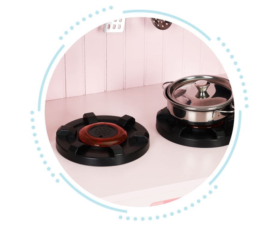 MeowBaby.de MeowBaby Montessori Holzspielküche mit Zubehör rosa