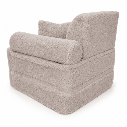 MeowBaby.de MeowBaby Kindersessel 3-in-1 Max Bearly - faltbare Kindercouch & Spielmatratze - Soft Teddy Edition