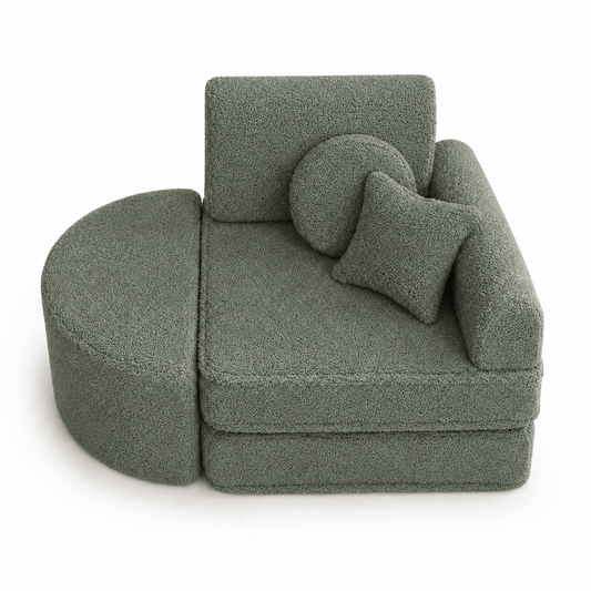 MeowBaby.de MeowBaby Kindersessel 3-in-1 Max Bearly - faltbare Kindercouch & Spielmatratze - Soft Teddy Edition