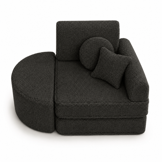MeowBaby.de MeowBaby Kindersessel 3-in-1 Max Bearly - faltbare Kindercouch & Spielmatratze - Soft Teddy Edition