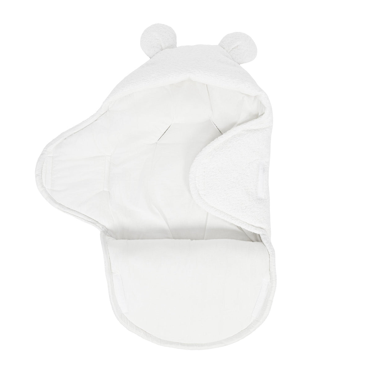 MeowBaby.de MeowBaby Einschlagdecke mit Bärenohren Bouclé Creme-Weiß