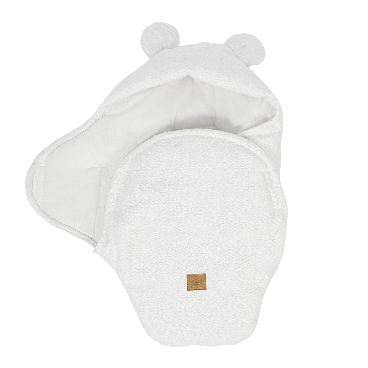 MeowBaby.de MeowBaby Einschlagdecke mit Bärenohren Bouclé Creme-Weiß
